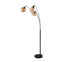 Trio Lighting Gulvlamper|Gulvlamper > Lumina gulvlampe, 3-lys, sort/amber, glas