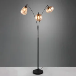 Trio Lighting Gulvlamper|Gulvlamper > Lumina gulvlampe, 3-lys, sort/amber, glas