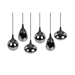 Trio Lighting Pendellamper > Lumina pendel, 6-lys, sort/krom, glas
