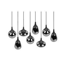 Pendellamper ^ Trio Lighting Lumina pendel, 8-lys, sort/krom, glas