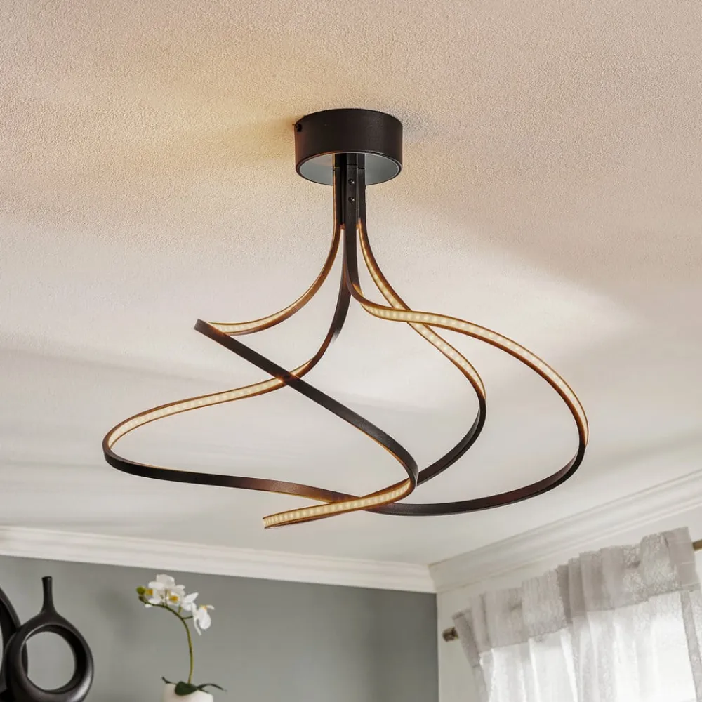 Loftlamper ^ Domiluce Lungo sort LED-loftlampe, højde 42 cm