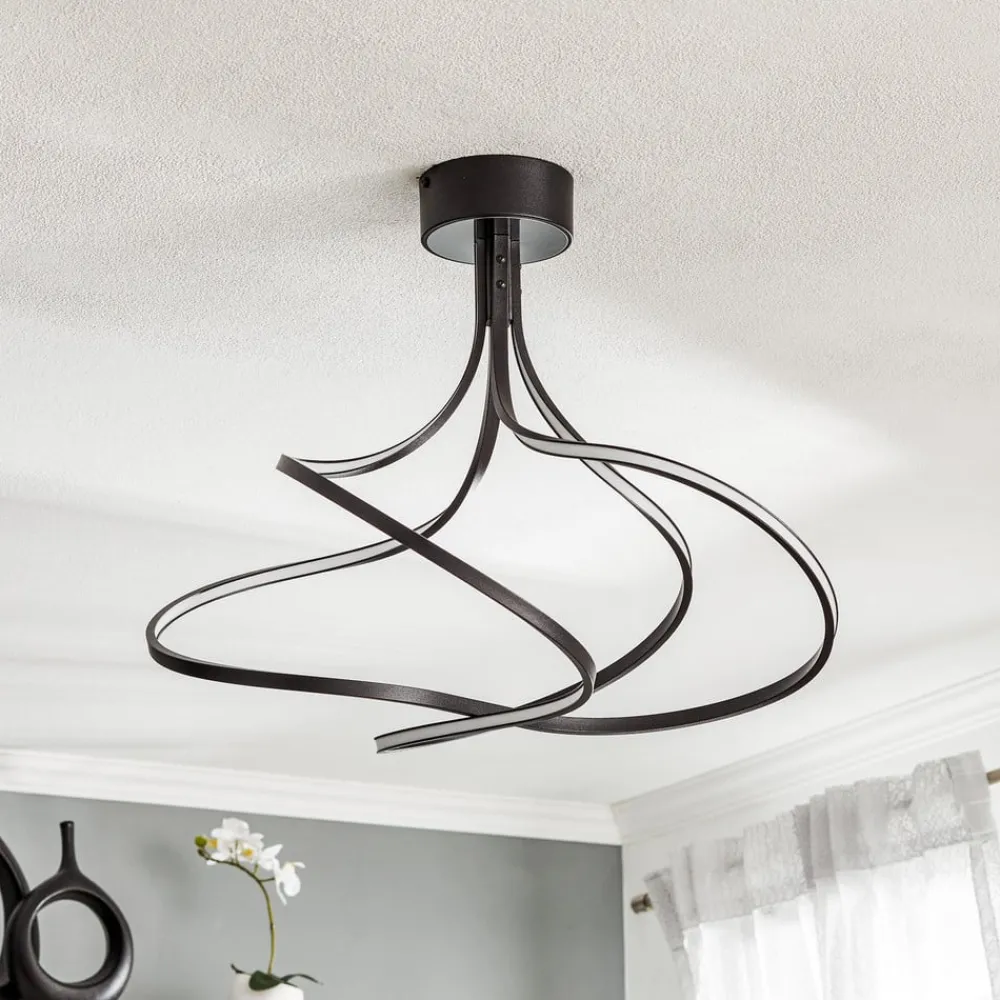 Loftlamper ^ Domiluce Lungo sort LED-loftlampe, højde 42 cm