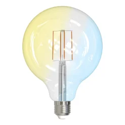 Dæmpbar Led-Pære|Filament Pære ^ LUUMR LED-pære, E27 G125 7W, klar, smart