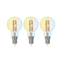 LUUMR Dæmpbar Led-Pære|Filament Pære > Smart LED-dråbepære sæt med 3 E14 4,2W CCT klar Tuya