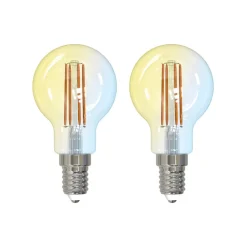 LUUMR Dæmpbar Led-Pære|Filament Pære > Smart LED-dråbepære sæt med 2 E14 4,2W CCT klar Tuya