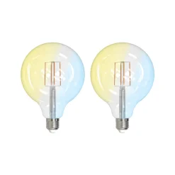 Filament Pære|Smarte Lyskilder ^ LUUMR Smart LED Filament sæt med 2 E27 G125 7W klar Tuya