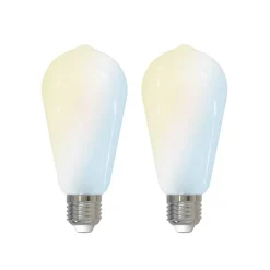 Dæmpbar Led-Pære|Smarte Lyskilder ^ LUUMR Smart LED-pære, 2 stk, E27, ST64, 7W, mat, Tuya
