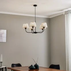 TK Lighting Lysekroner > Lysekrone Chicago, linnedskærme med 5 lyskilder