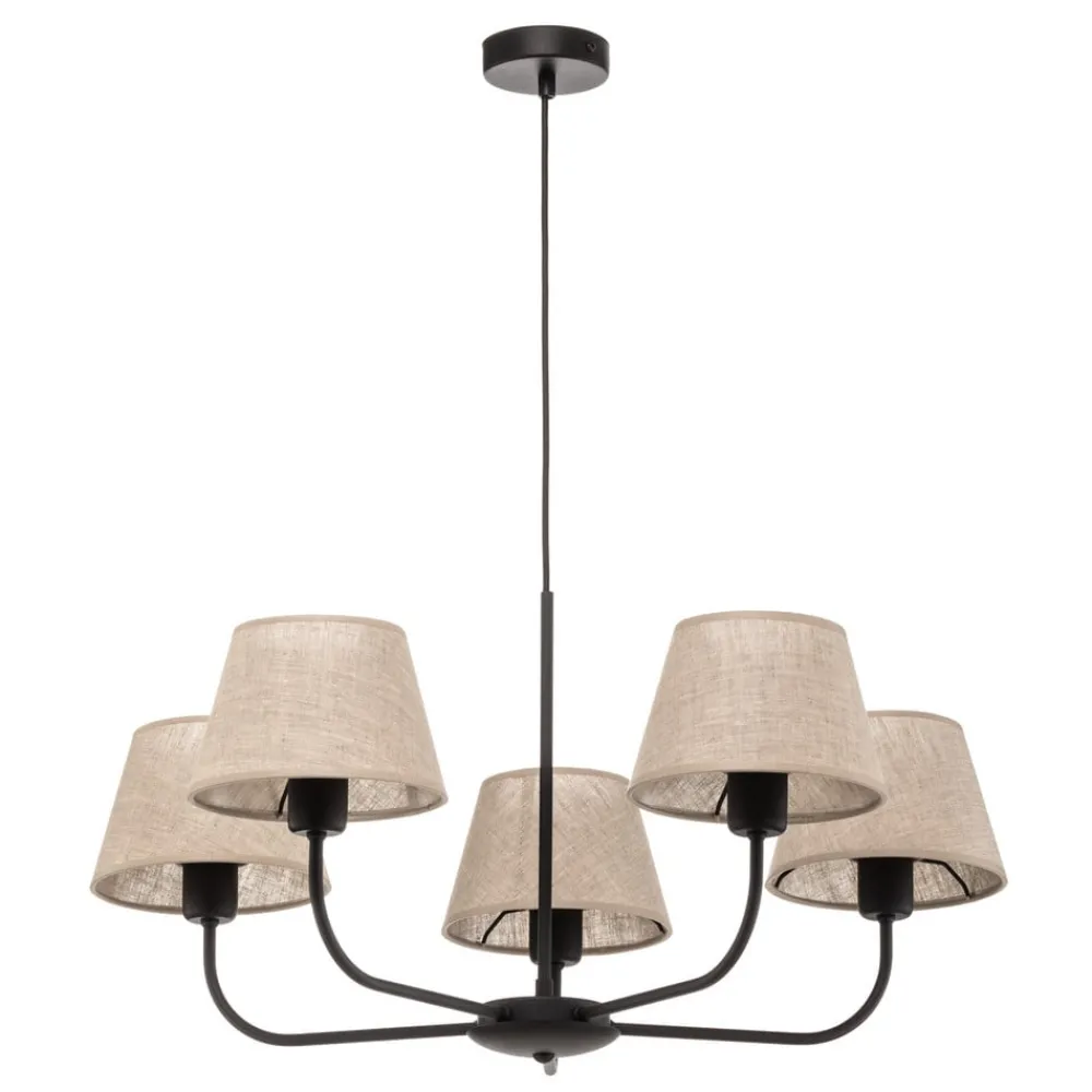 TK Lighting Lysekroner > Lysekrone Chicago, linnedskærme med 5 lyskilder