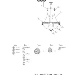 Lysekroner ^ Clayre&Eef Lysekrone CR55, 12 lyskilder, med glasnedhæng