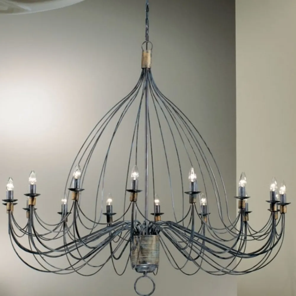Lysekroner ^ Kögl Lysekrone Filo, 16-flammet, blå-sort, metal, Ø 140 cm