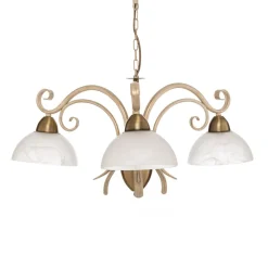 Luminex Pendellamper|Lysekroner > Lysekrone Flora, tre glasskærme, hvid/messing