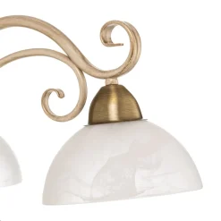 Luminex Pendellamper|Lysekroner > Lysekrone Flora, tre glasskærme, hvid/messing