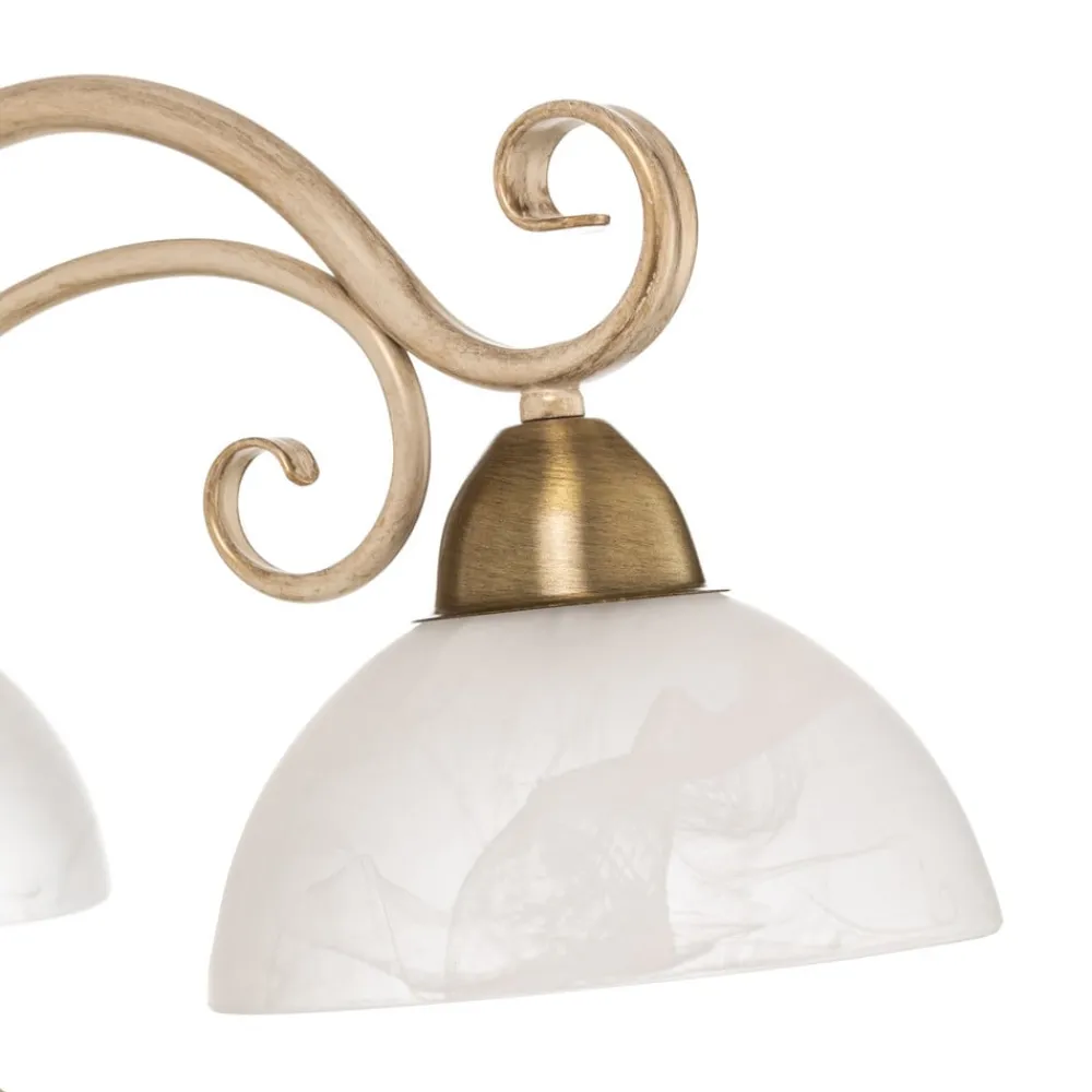 Luminex Pendellamper|Lysekroner > Lysekrone Flora, tre glasskærme, hvid/messing