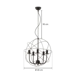 Luminex Lysekroner > Lysekrone Globe med 5 lyskilder, sort