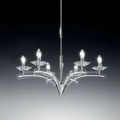 Lysekroner ^ Metallux Lysekrone ICARO, med krystalglas, krom