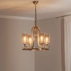 Avonni Lysekroner > Lysekrone Jadina, guld antik, 4 lyskilder, Ø 50 cm metal/glas