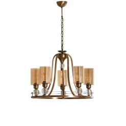 Avonni Lysekroner > Lysekrone Jadina, guld antik, 5 lyskilder, Ø 62 cm metal/glas