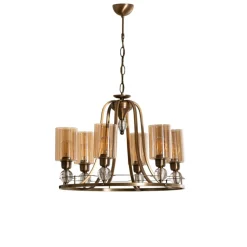 Lysekroner ^ Avonni Lysekrone Jadina, guld antik, 6 lyskilder, Ø 62 cm metal/glas