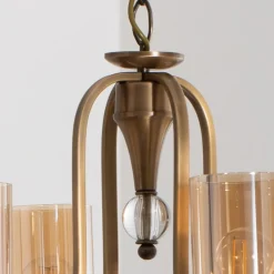 Lysekroner ^ Avonni Lysekrone Jadina, guld antik, 6 lyskilder, Ø 62 cm metal/glas