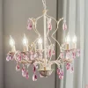 Lysekroner|Pendellamper ^ ONLI Lysekrone Kate, 5 lyskilder hvid, rosékrystaller