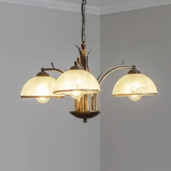 Lysekroner ^ Luminex Lysekrone Korfu, 3 lyskilder, antik guldfarve, Ø 68 cm