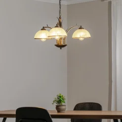 Lysekroner ^ Luminex Lysekrone Korfu, 3 lyskilder, antik guldfarve, Ø 68 cm