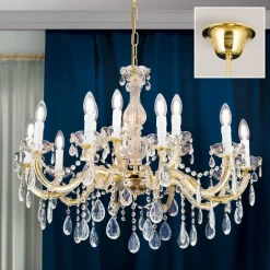 ORION Lysekroner > Lysekrone Marie Claire krystalglas 15-flammet