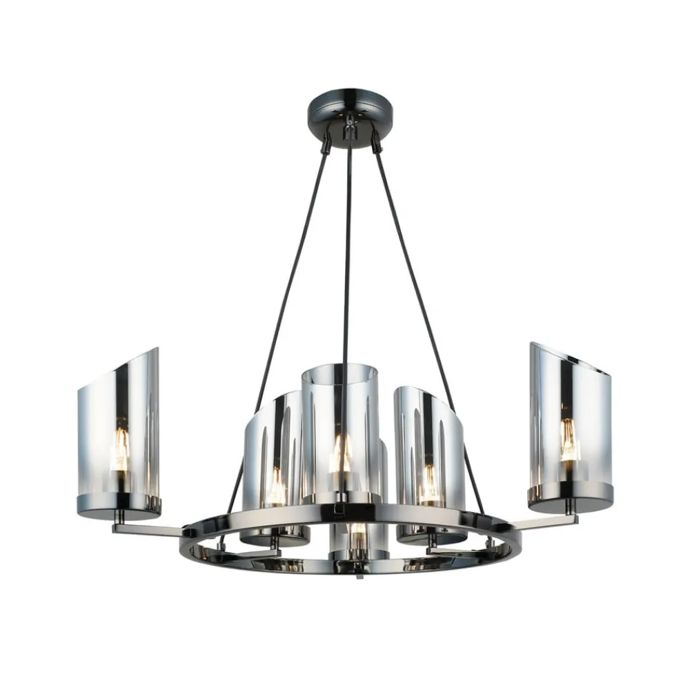 Lysekroner ^ Lucea Lysekrone Padrela, Ø 68 cm, sort-krom 6 lyskilder