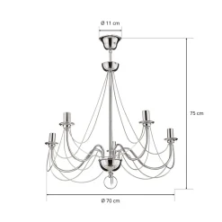 Domiluce Lysekroner > Lysekrone Retro, femarmet 75 cm, krom