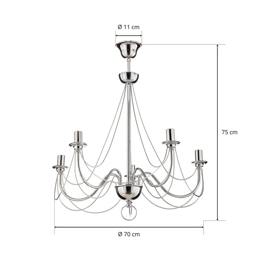 Domiluce Lysekroner > Lysekrone Retro, femarmet 75 cm, krom
