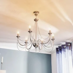 Domiluce Lysekroner > Lysekrone Retro i sølv, 6 lyskilder 75 cm ophæng