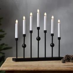 STAR TRADING Julepynt|Vinduesdekoration > Lysestage Gustav, sort metal højde 37 cm 7 lyskilder