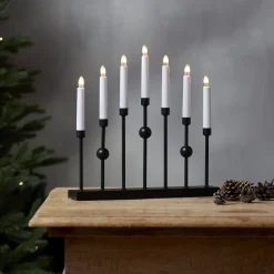 STAR TRADING Julepynt|Vinduesdekoration > Lysestage Gustav, sort metal højde 37 cm 7 lyskilder
