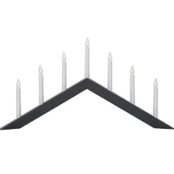 Julepynt|Vinduesdekoration ^ STAR TRADING Lysestage Pil, flad, 7-flamme, sort