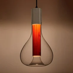 Bæredygtige Lamper ^ LZF LAMPS LZF Eris LED-pendellampe, glas, aluminium/kirsebær