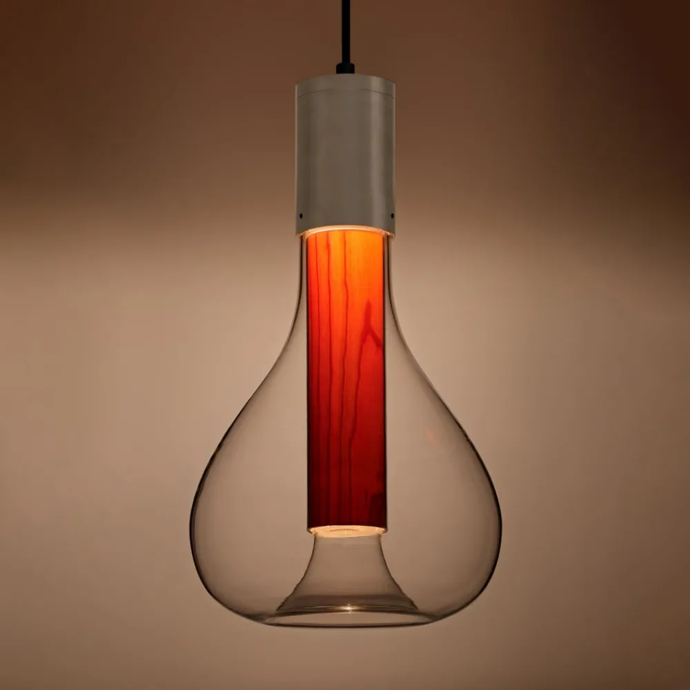 Bæredygtige Lamper ^ LZF LAMPS LZF Eris LED-pendellampe, glas, aluminium/kirsebær