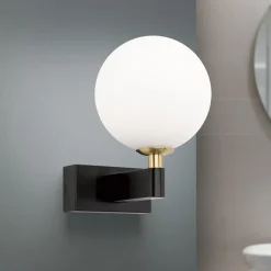 Væg- Og Spejllamper|Væglamper ^ ORION Mara væglampe, sort, glas, 17,5 cm høj, G9, IP44