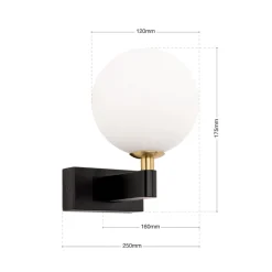 Væg- Og Spejllamper|Væglamper ^ ORION Mara væglampe, sort, glas, 17,5 cm høj, G9, IP44