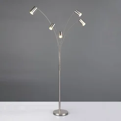 Gulvlamper|Gulvlamper ^ Trio Lighting Marley gulvlampe, nikkel, højde 200 cm, 5 lyskilder, metal