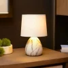 Bordlamper ^ Lucide Marmo bordlampe med keramisk fod, hvid