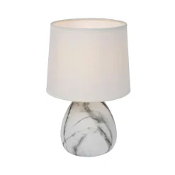 Bordlamper ^ Lucide Marmo bordlampe med keramisk fod, hvid