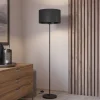 EGLO Gulvlamper|Gulvlamper > Maserlo gulvlampe, sort, højde 151 cm, stof/stål