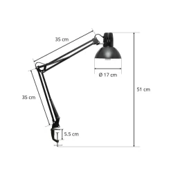 Maul Arbejdsrum/Kontor > study klemmelampe, sort, 44 cm, metal, E27