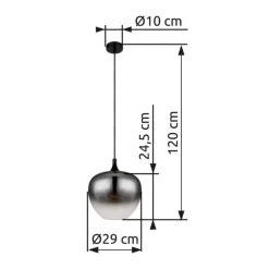 Globo Pendellamper > Maxy hængelampe, Ø 29 cm, røgfarvet grå, glas