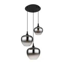Pendellamper ^ Globo Maxy hængelampe, Ø 48 cm, røggrå, glas, 3 lyskilder.