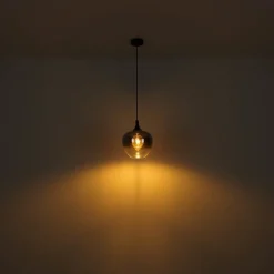 Pendellamper ^ Globo Maxy hængelampe, Ø 48 cm, røggrå, glas, 3 lyskilder.