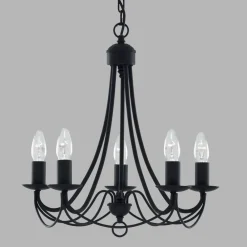 Searchlight Lysekroner > Maypole lysekrone, mat sort, 5 lyskilder