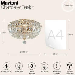 Maytoni Loftlamper|Loftlamper > Basfor loftlampe, guldfarvet, Ø 30 cm, 3 x E14