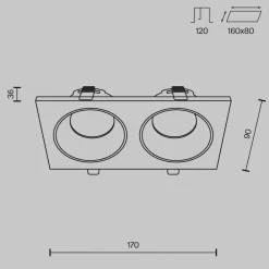 Maytoni Indbygningsspots|Spotlights > forsænket loftlampe Zoom hvid 17 x 9 cm 2 lyskilder IP65